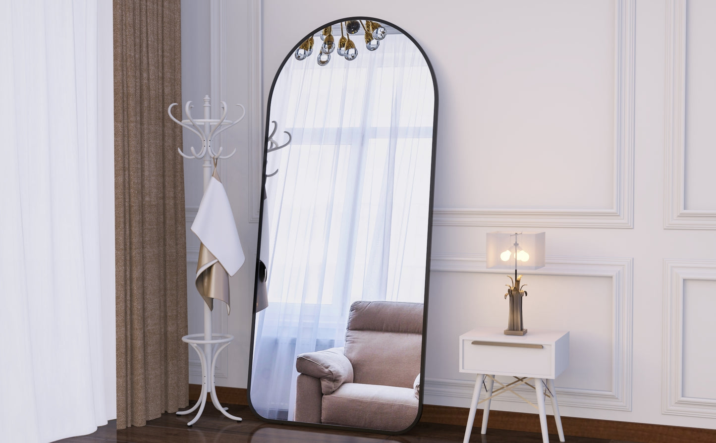 Elegant Black Full-Length Mirror - Stylish Oversized Design for Any Room