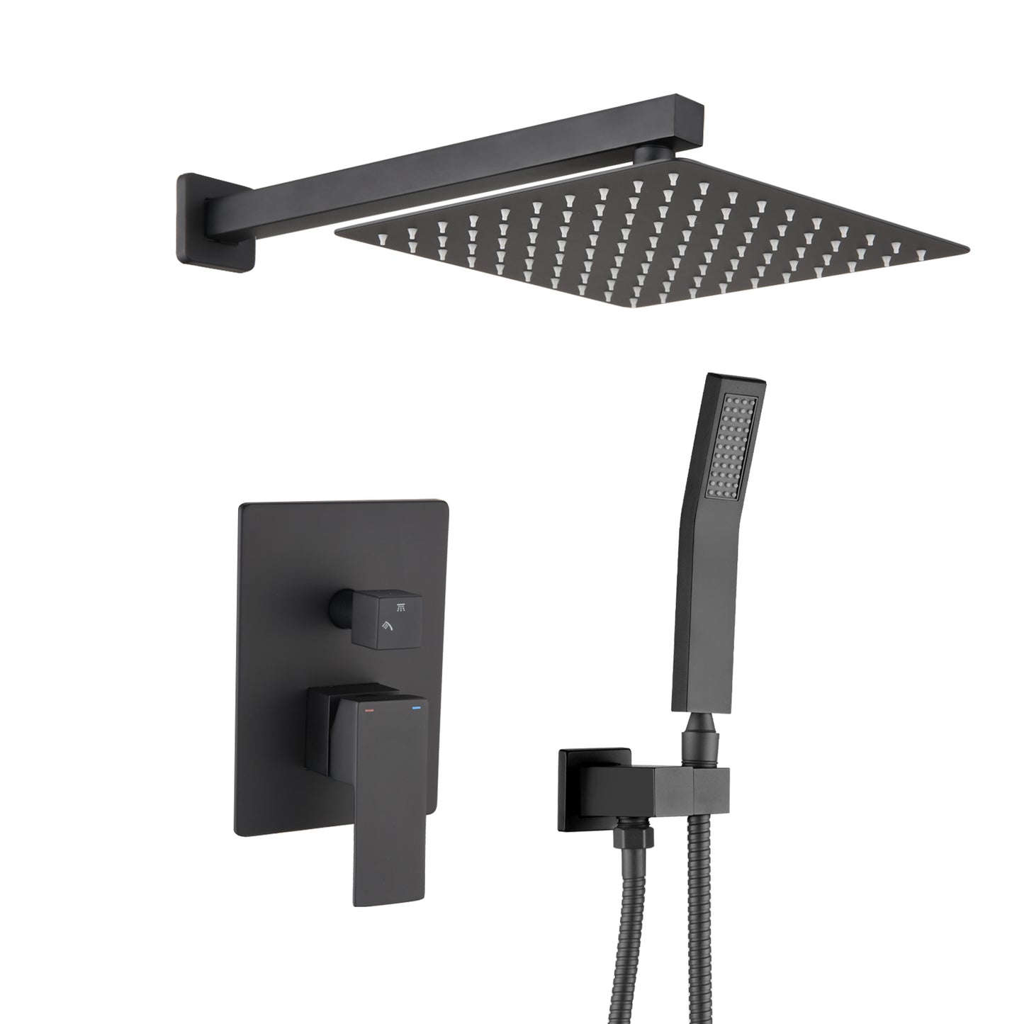 Sleek Matte Black Rain Shower Set