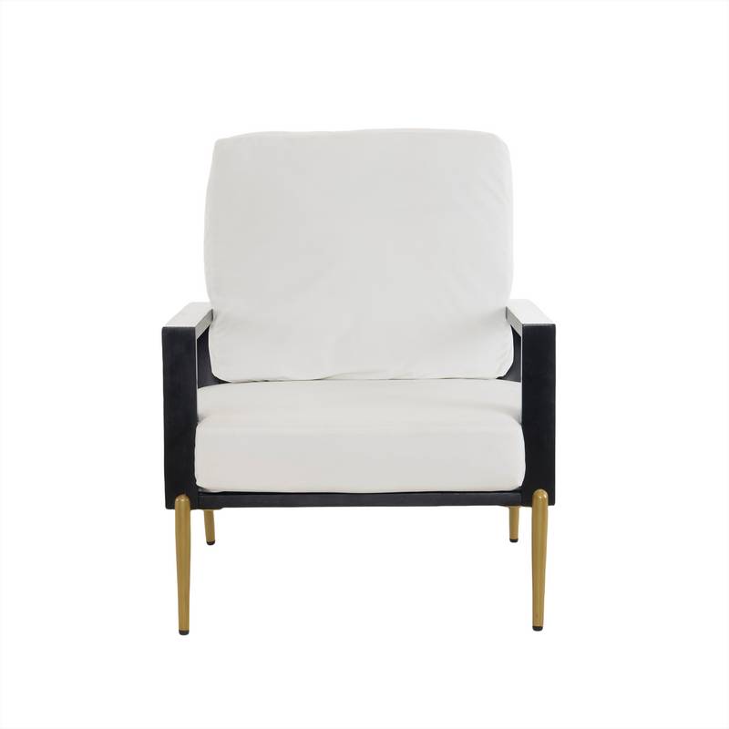 Chic White Accent Armchair with Gold Legs