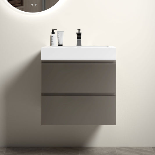 Sleek Gray Floating Vanity with Sink