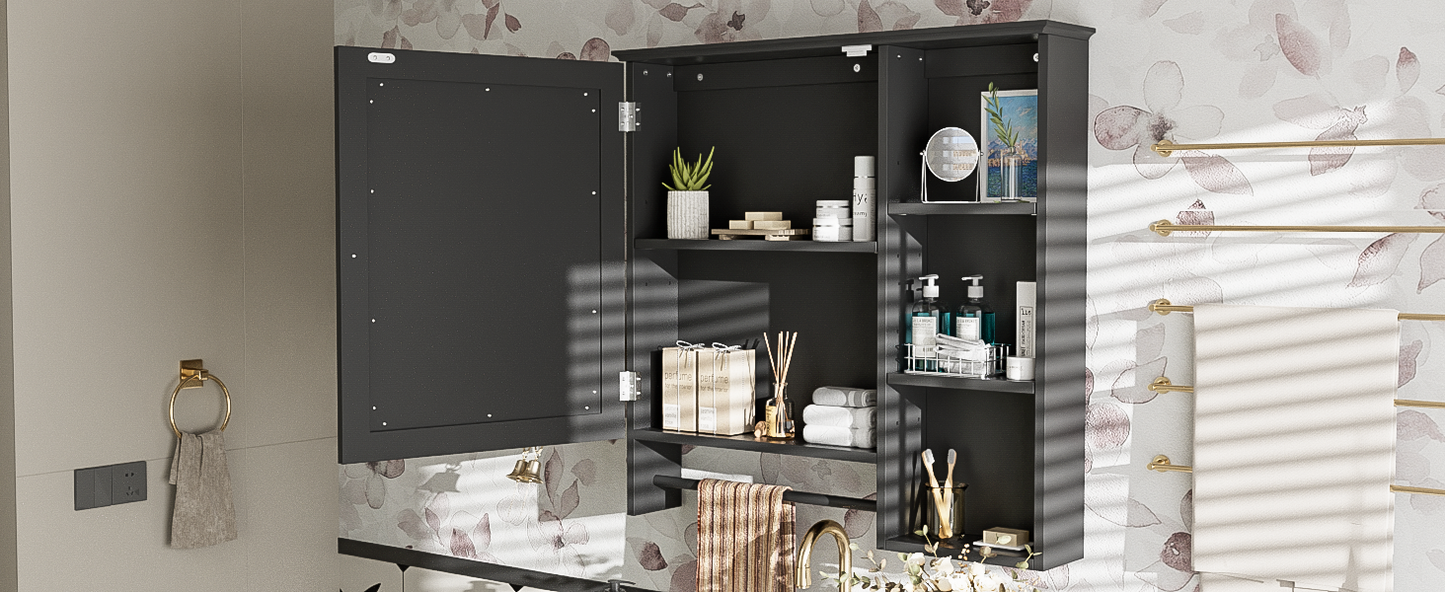 Stylish Wall-Mount Bathroom Cabinet with Mirror & Adjustable Shelves