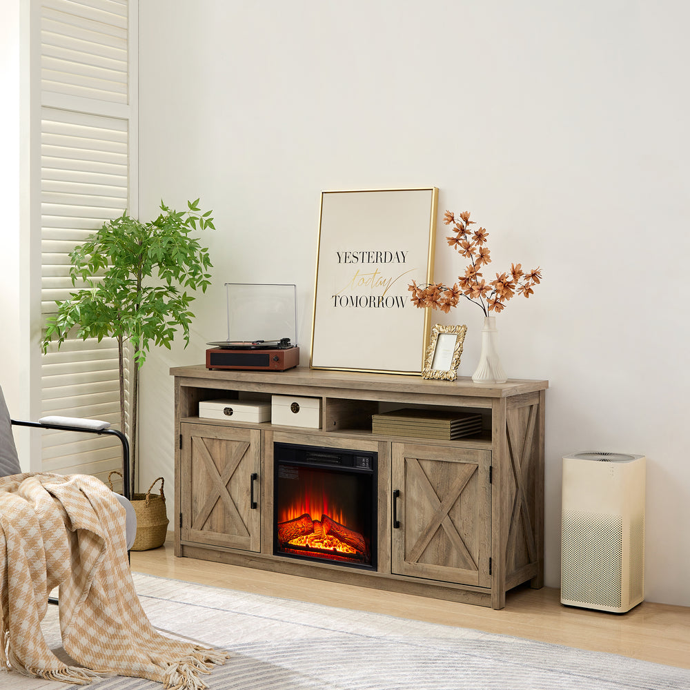 Cozy Farmhouse Fireplace TV Stand