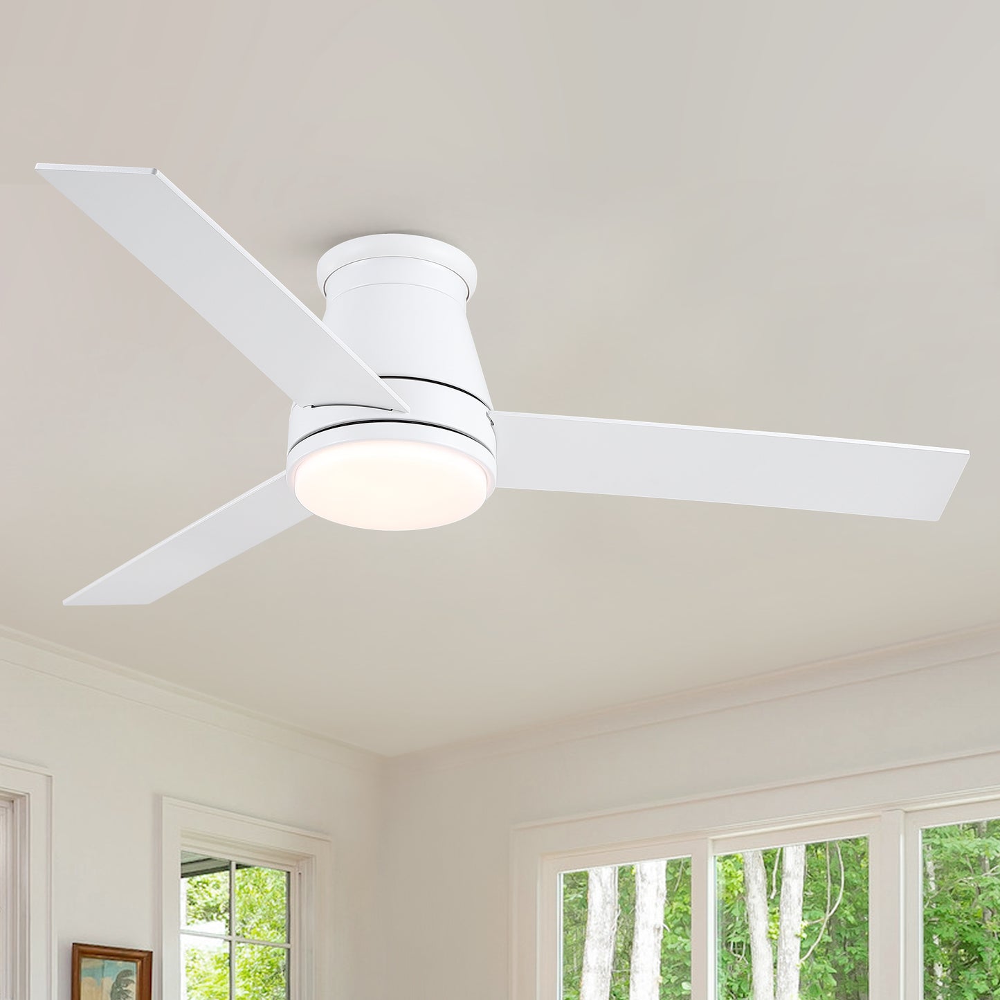 Sleek White Ceiling Fan with Light