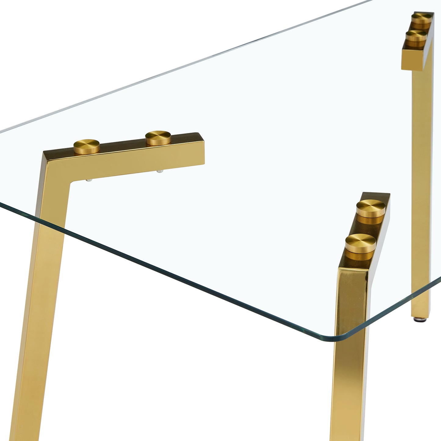 Sleek Gold-Trim Glass Dining Table