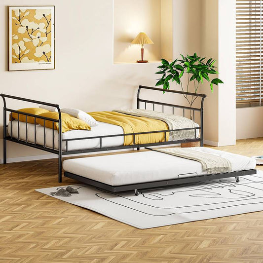Curvy Black Daybed with Twin Trundle