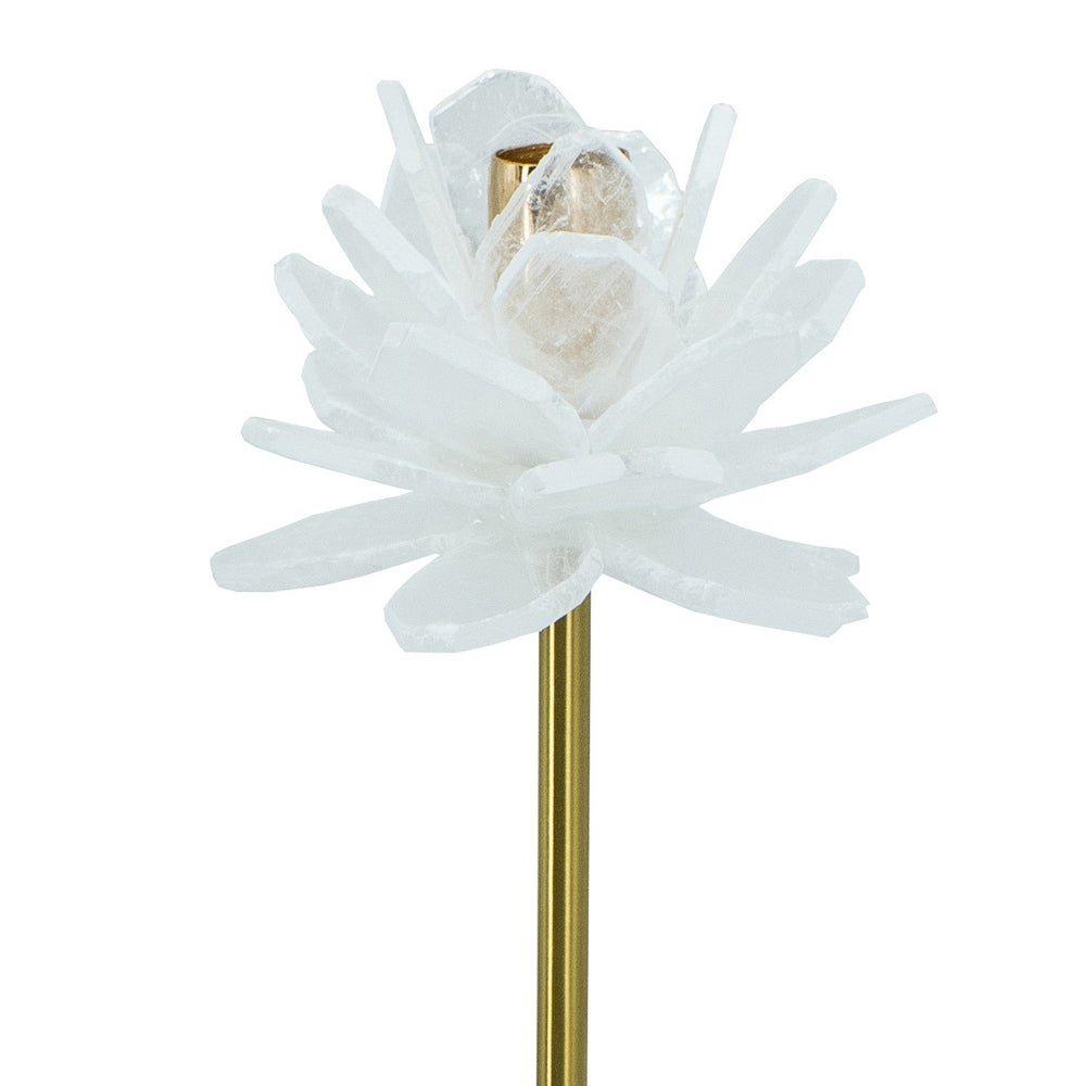 Sleek Selenite Candle Holder in Gold & White