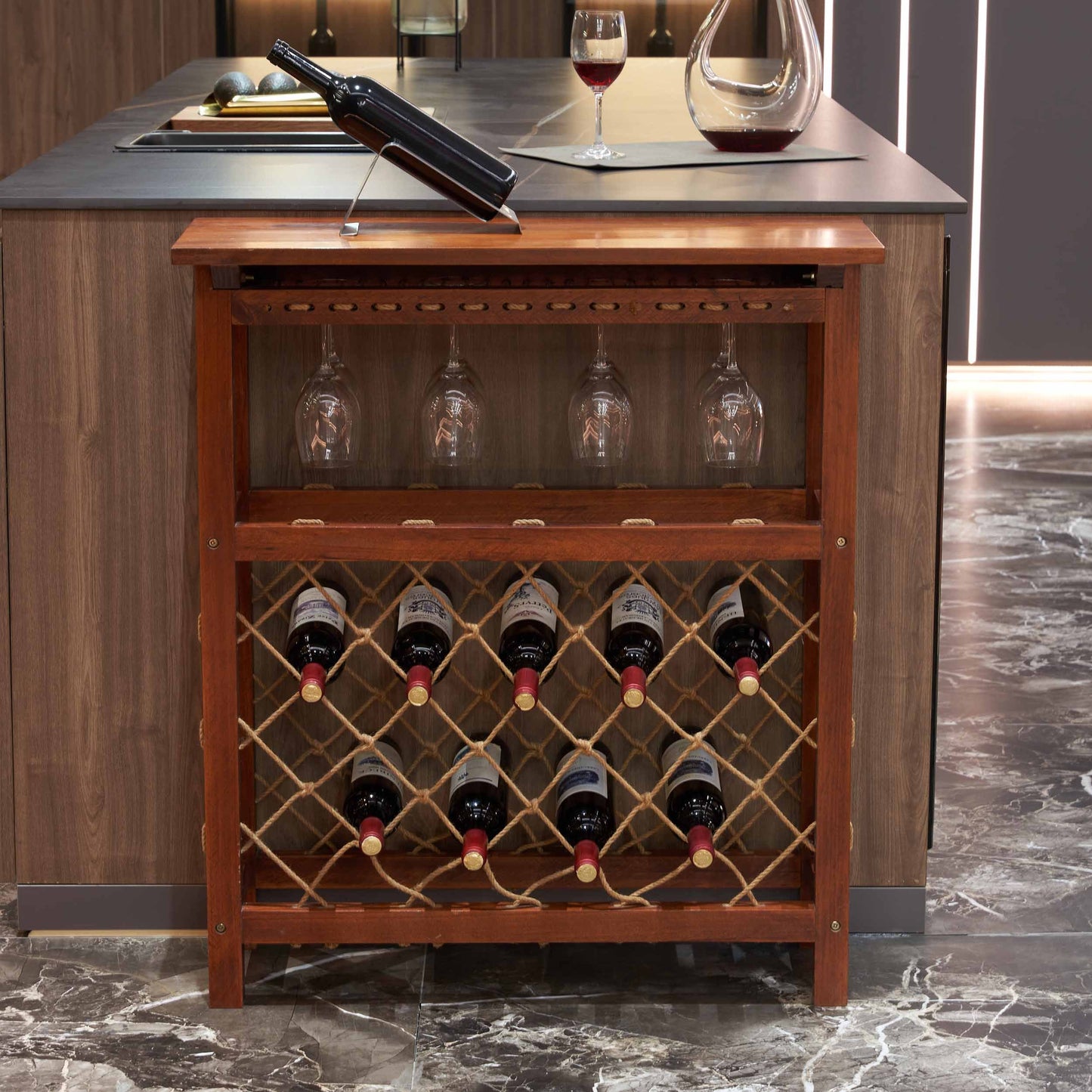 Stylish Walnut Wine Rack