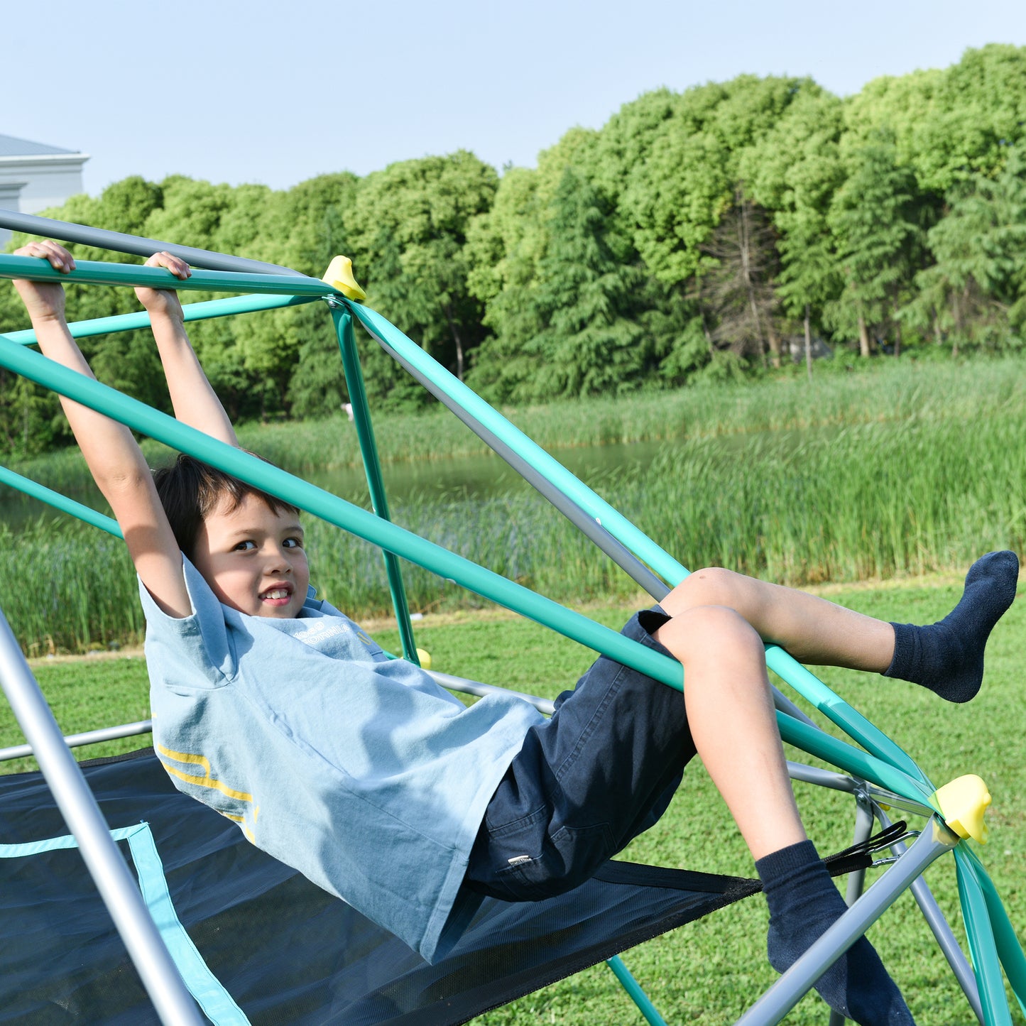 Kids' Geometric Climbing Dome with Hammock - Fun & Durable Adventure!