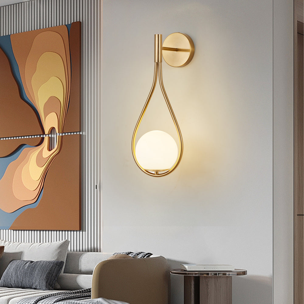 Gleaming Gold Opal Globe Wall Sconces