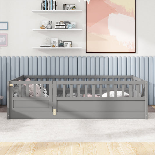 Cozy Kids Floor Bed - Safe & Stylish Montessori Design in Grey