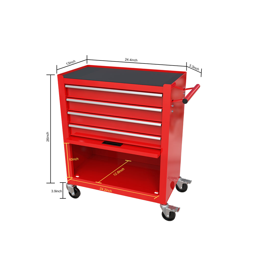 Red Tool Cabinet with Four Drawers and Sets