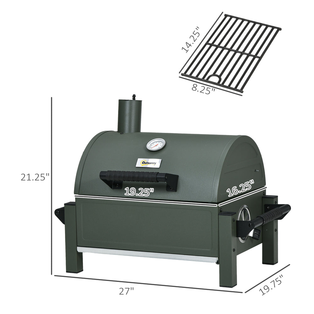 Sizzle & Serve Charcoal Grill – Compact Outdoor BBQ with Ash Catcher & Thermometer