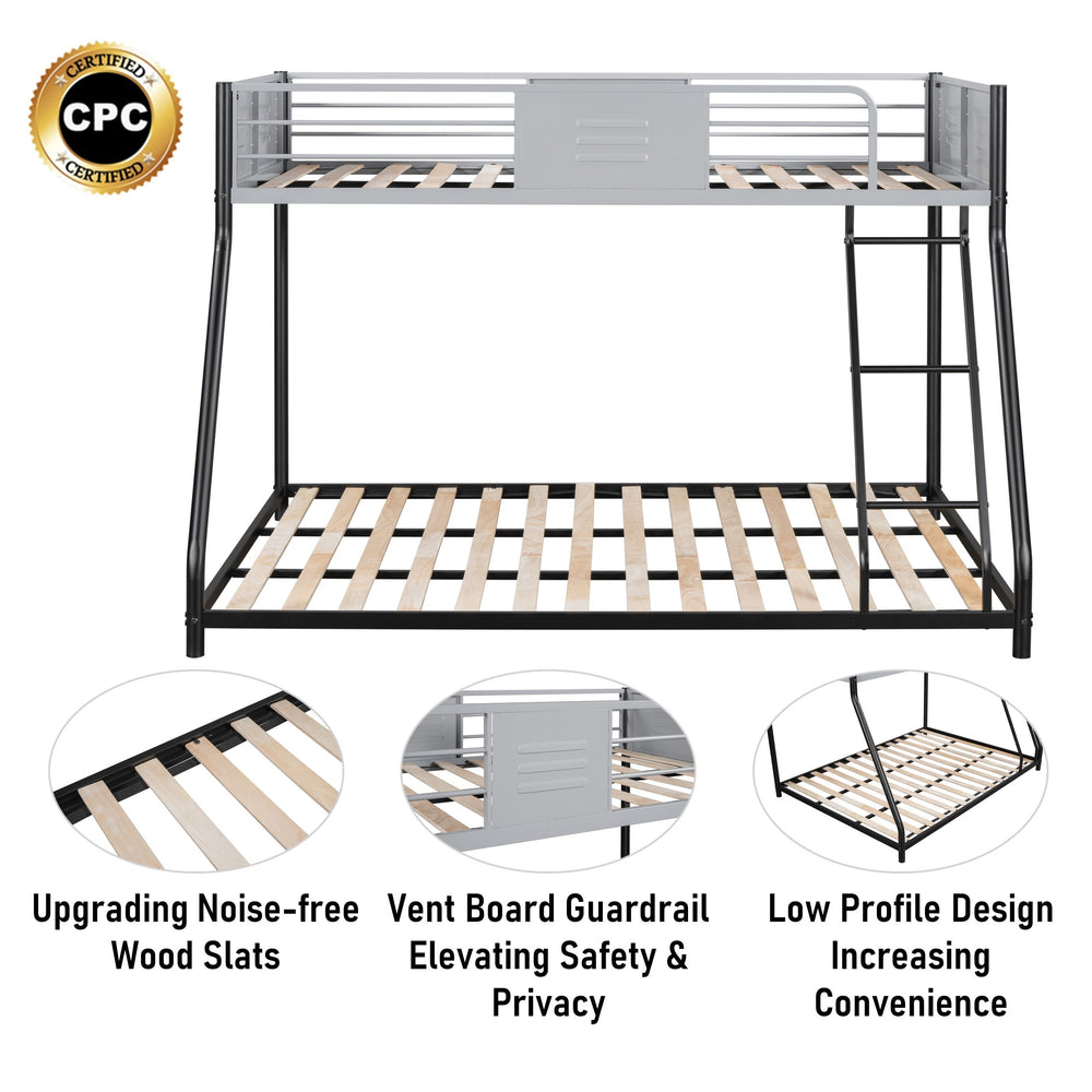 Sturdy Metal Bunk Bed with Safety Guardrails