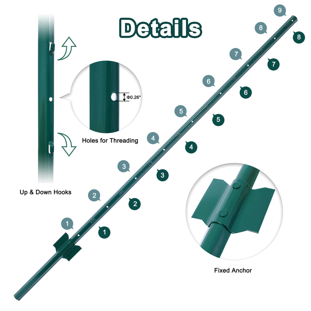 Sturdy Steel Fence Posts - Durable U-Channel Support for Your Garden