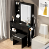 Chic Compact Vanity Set with LED Mirror & Power Hub