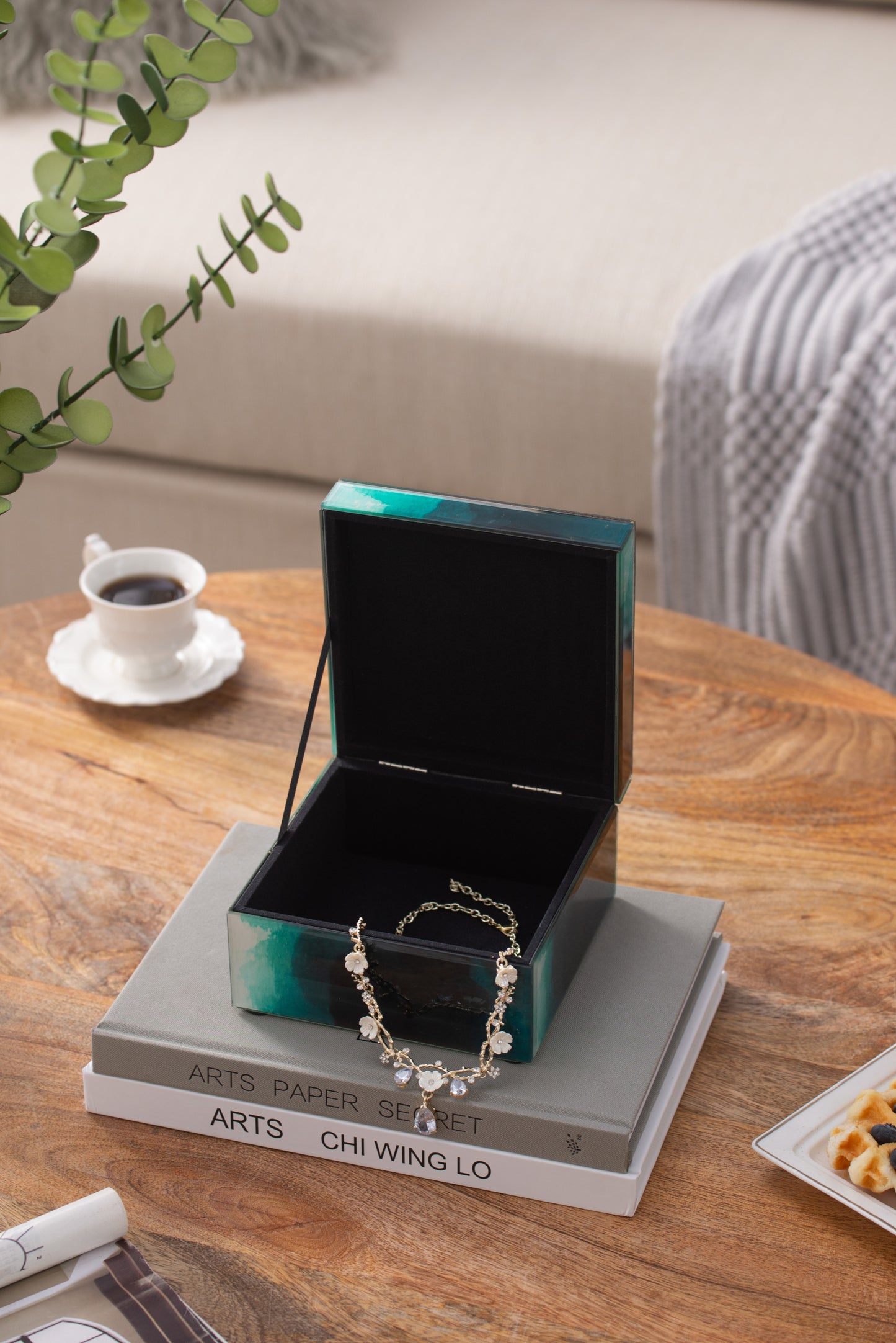 Charming Aqua Stackable Jewelry Box