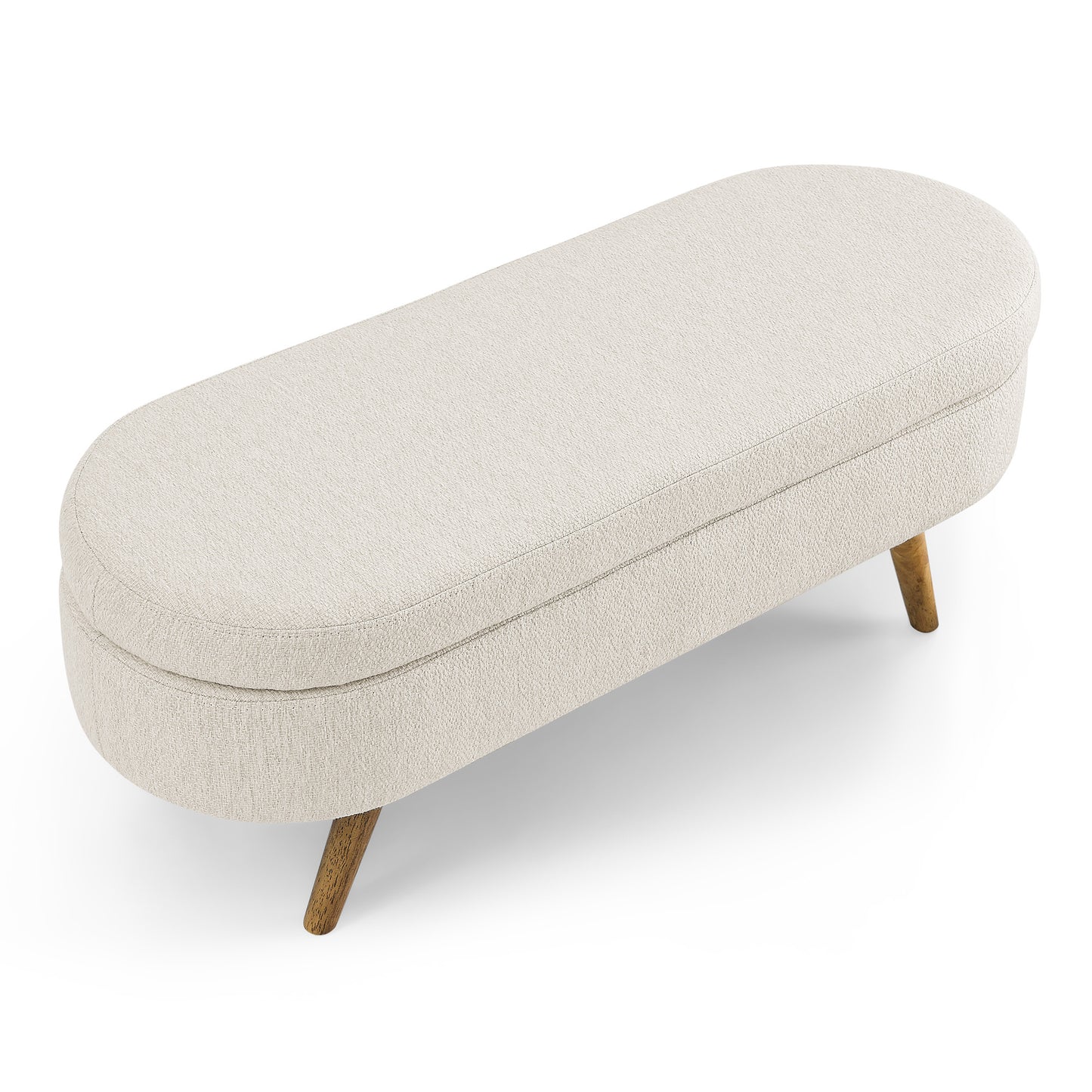 Cozy Beige Oval Storage Ottoman