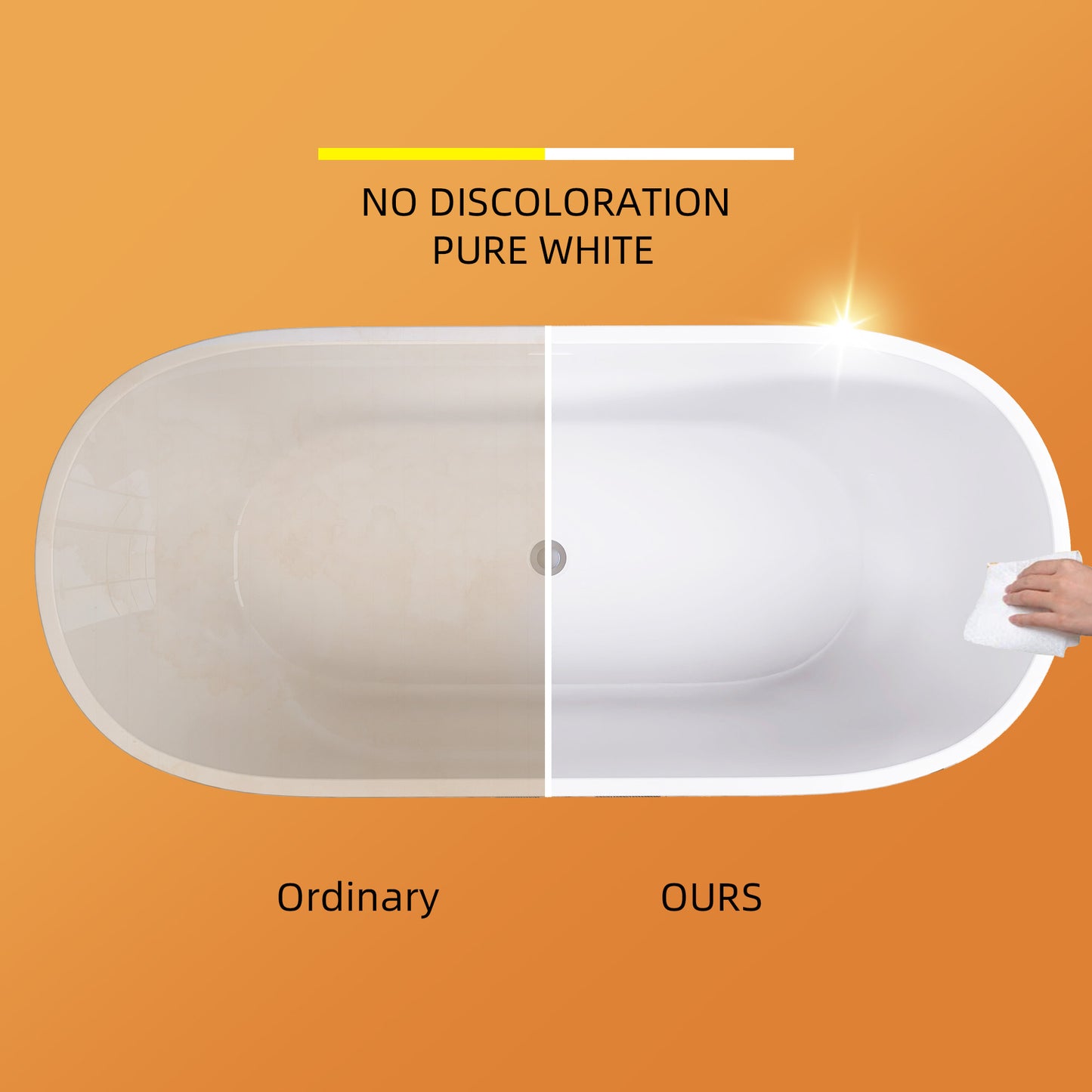 Dreamy Oval Soaking Tub - Free-Standing Design with Pop-Up Drain