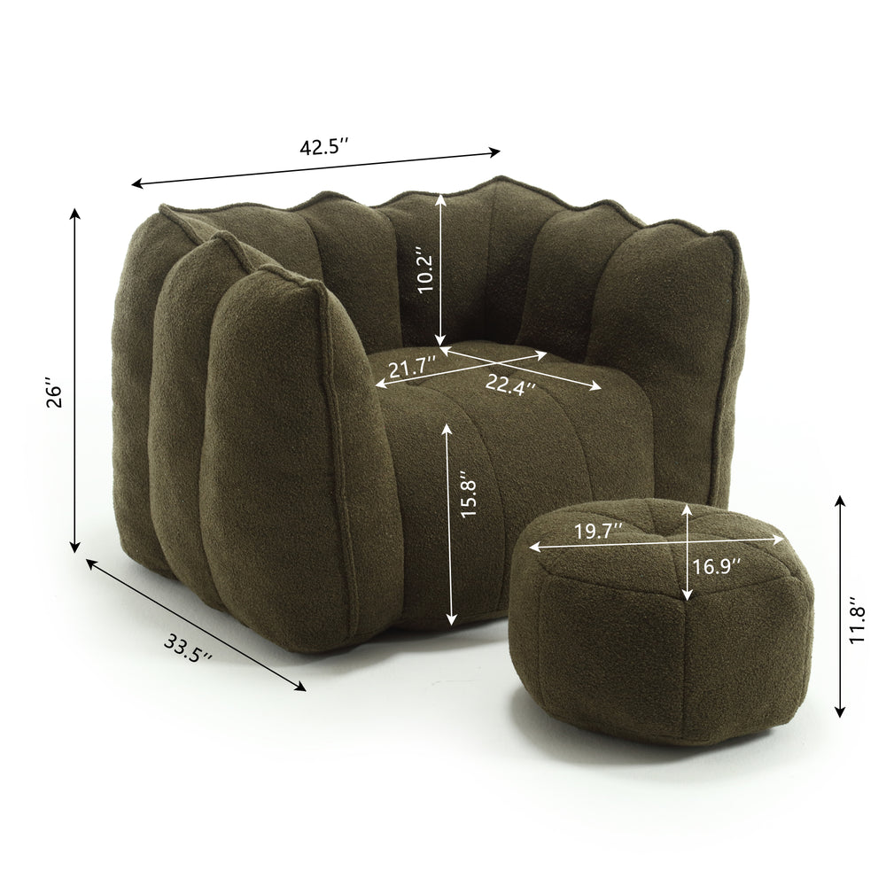 Cozy Nest Bean Bag Sofa with Footstool