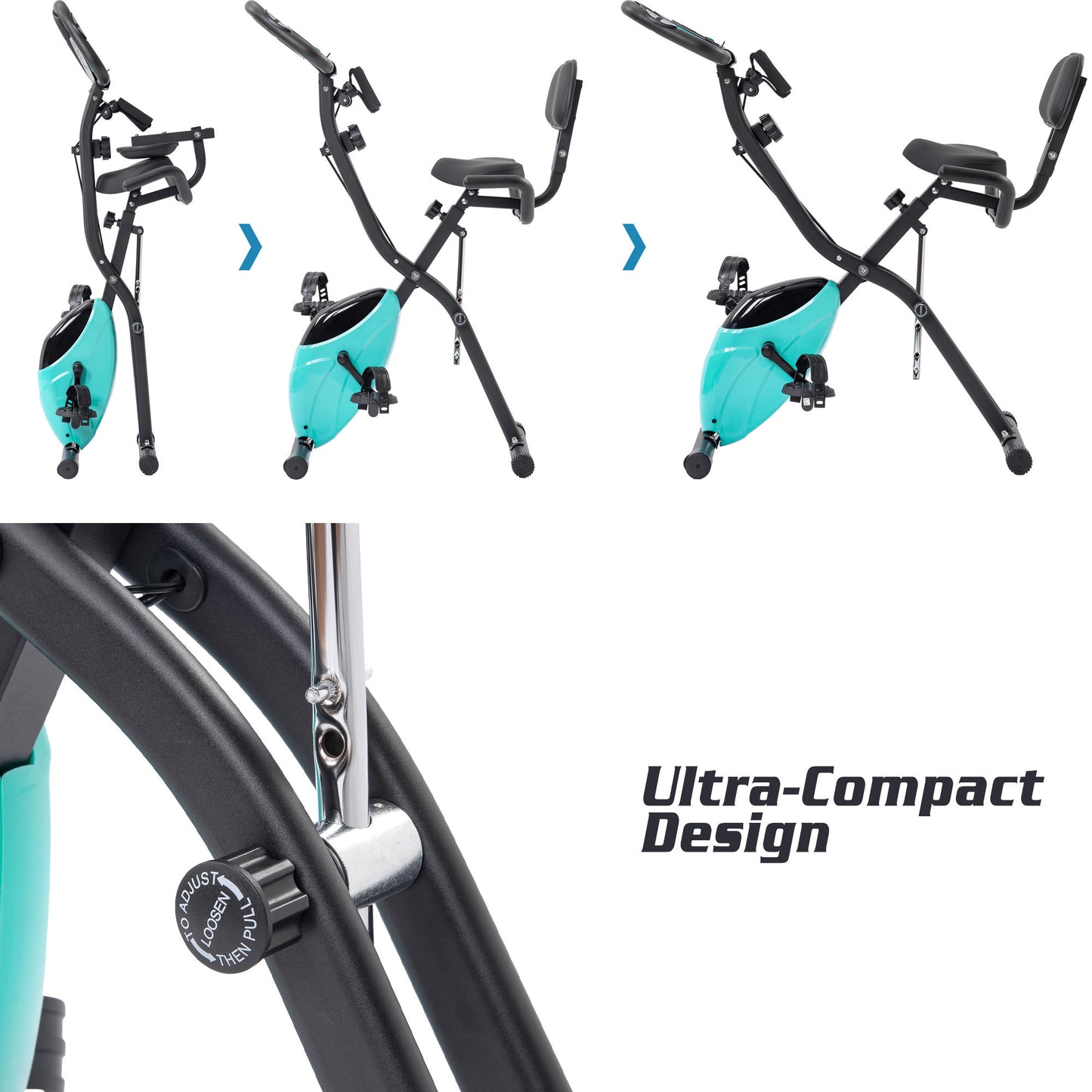 FlexFit Folding Bike: 16 Resistance Levels for Ultimate Comfort and Core Support!