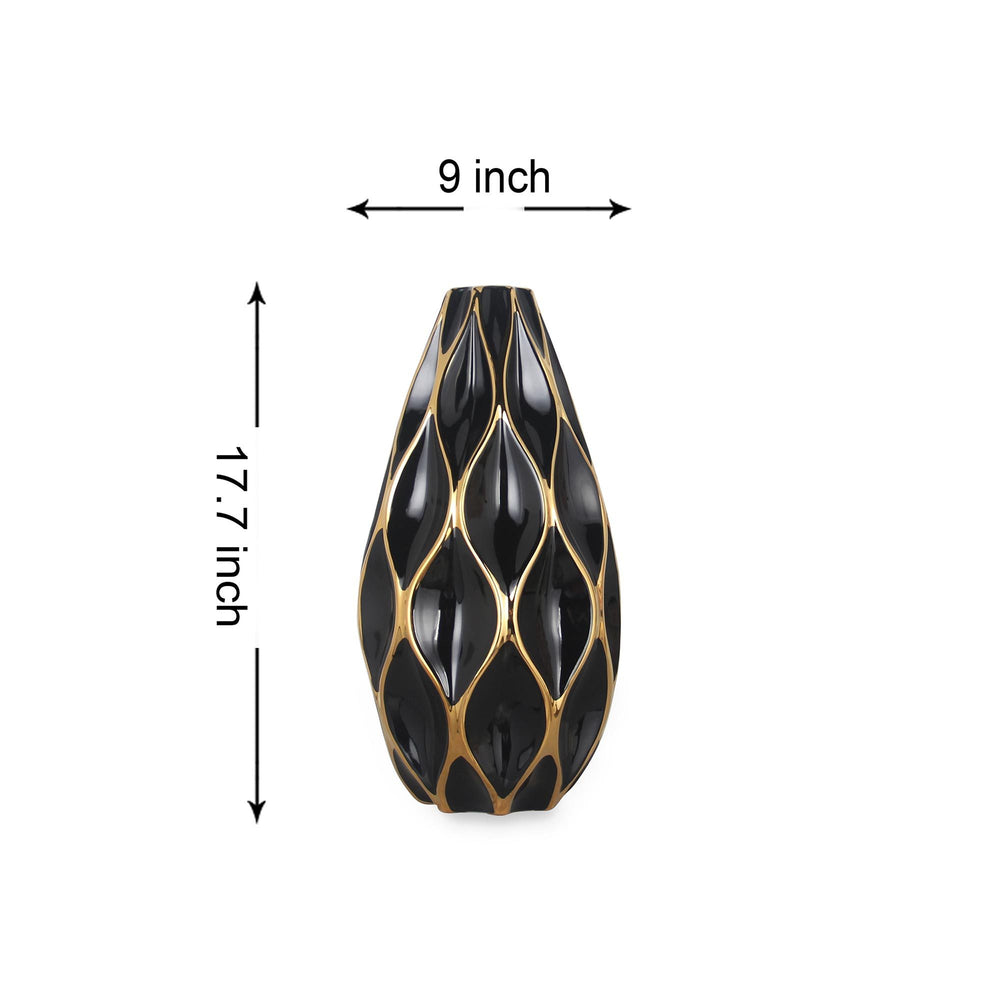 Chic Black & Gold Ceramic Vase