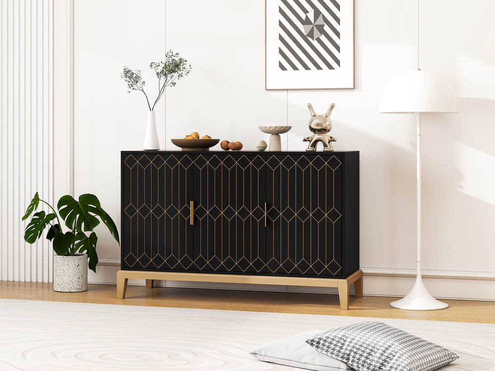 Stylish 3-Door Storage Cabinet with Custom Shelving