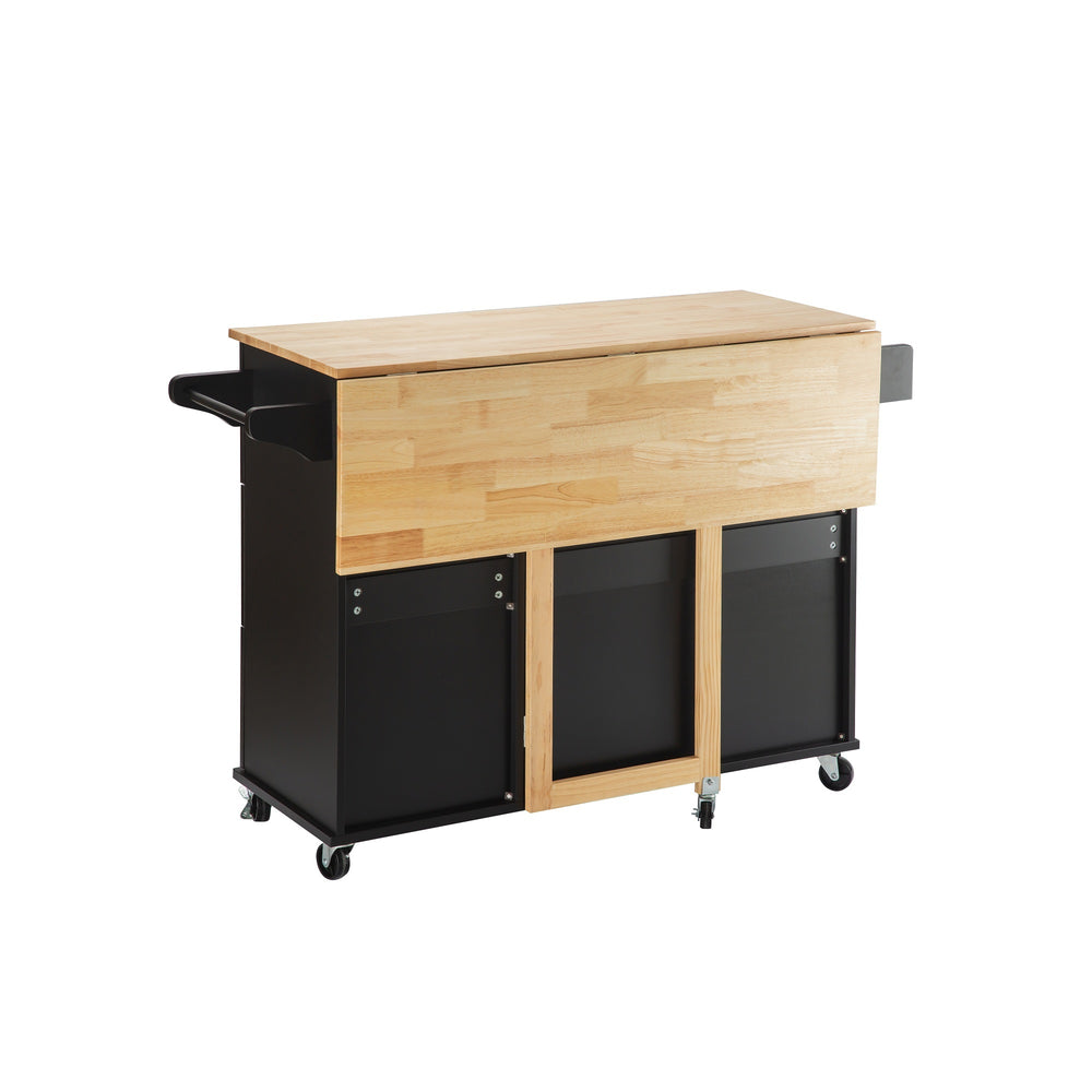 Versatile Kitchen Island Cart with Expandable Tabletop and Ample Storage