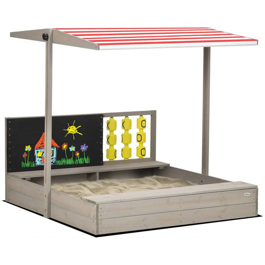 Wooden Covered Sandbox for Kids