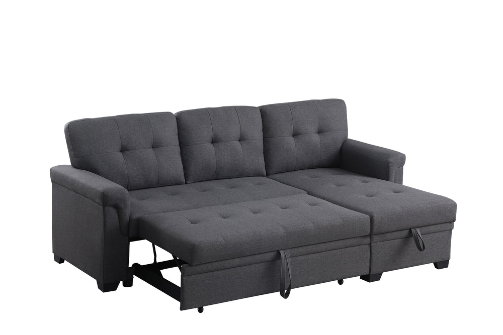 Cozy Gray Reversible Sleeper Sofa with Storage Chaise