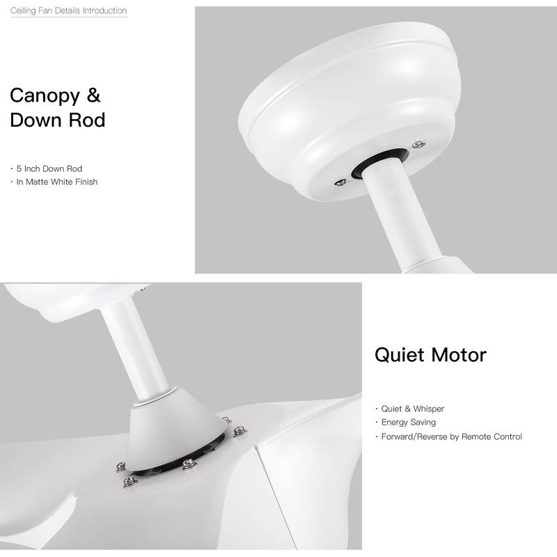 Sleek LED Ceiling Fan with White Blades