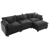 Chic L-Shape Chenille Sofa with Ottoman & Pillows