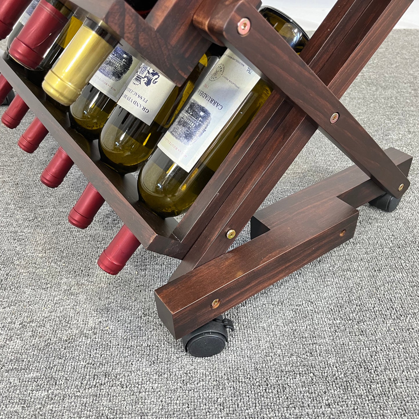 Chic Walnut Wine Display Rack