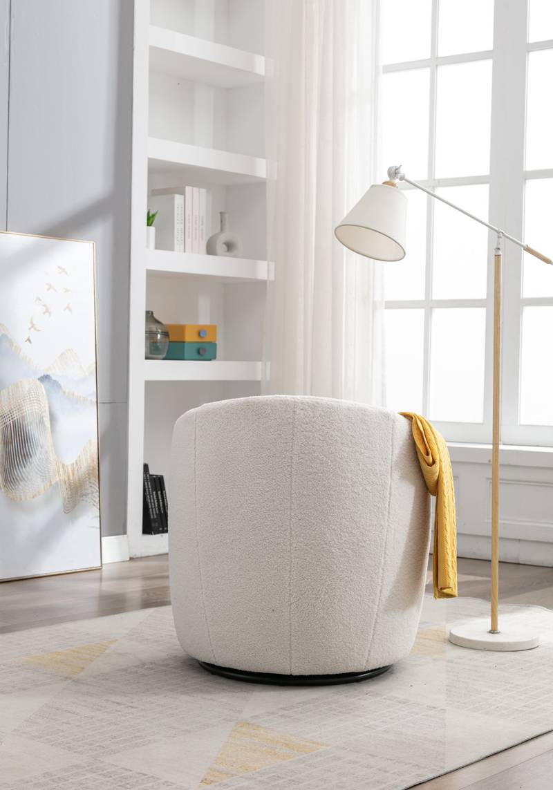 Cozy Ivory Swivel Accent Chair