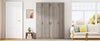 Stylish Gray Four-Door Wardrobe with Drawer and Cabinet