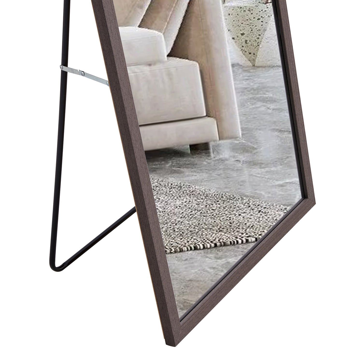 Elegant Gray Wood Full-Length Mirror