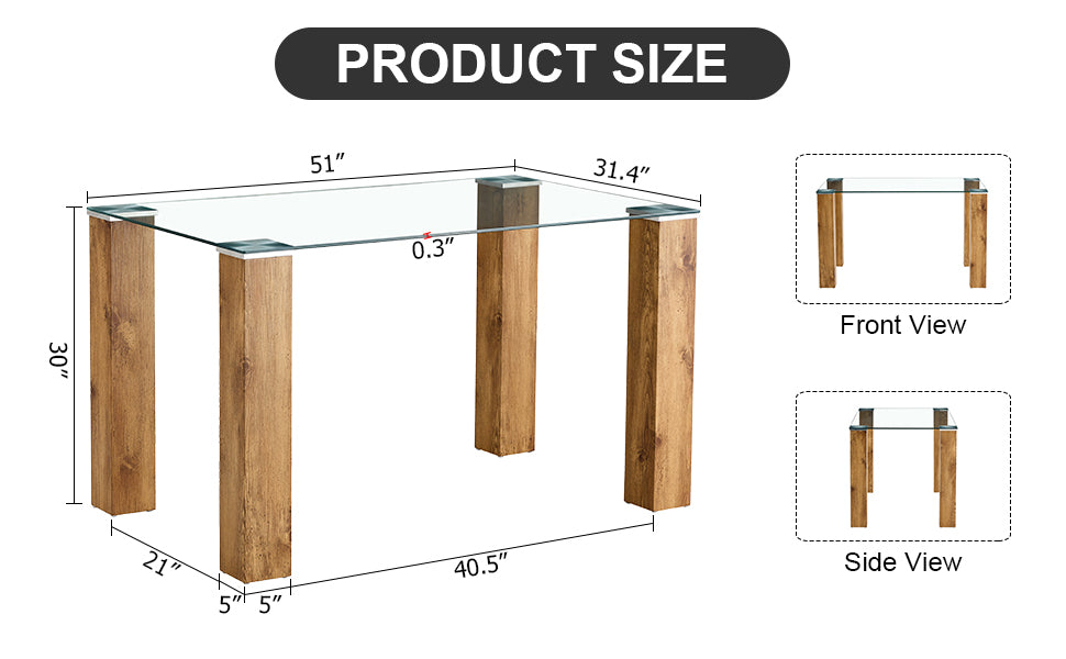 Sleek Glass & Wood Dining Table