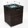 Cozy Wicker Fire Column with Glass Shield