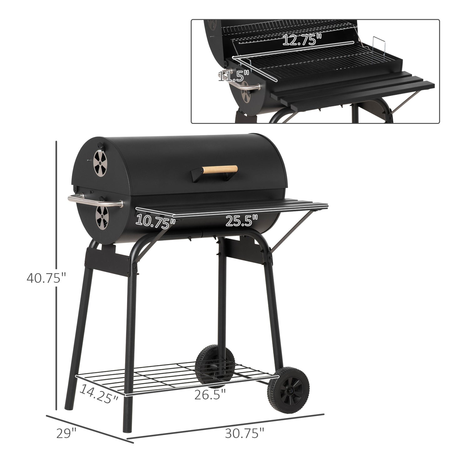 Outsunny Portable Charcoal BBQ Smoker - Perfect for Outdoor Fun!