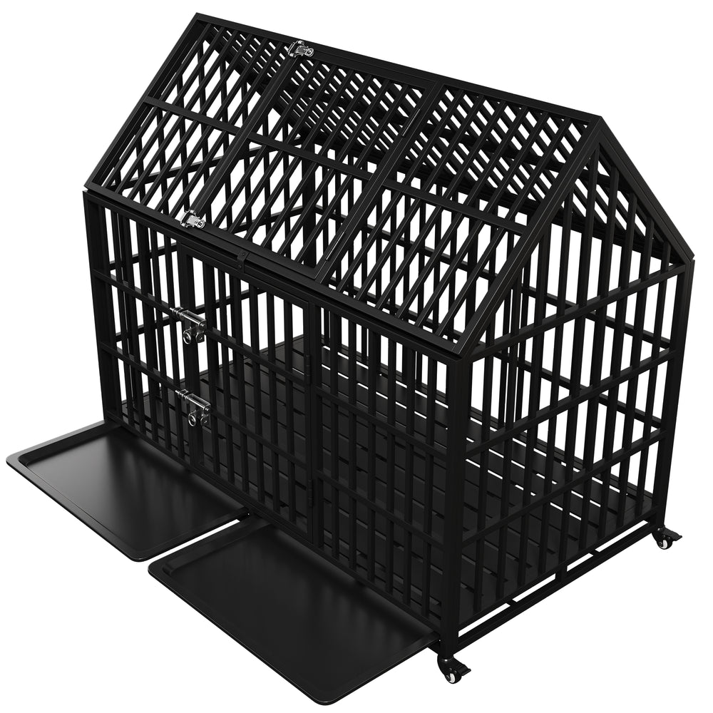 Ultimate Heavy-Duty Dog Crate with Wheels & Dual Access