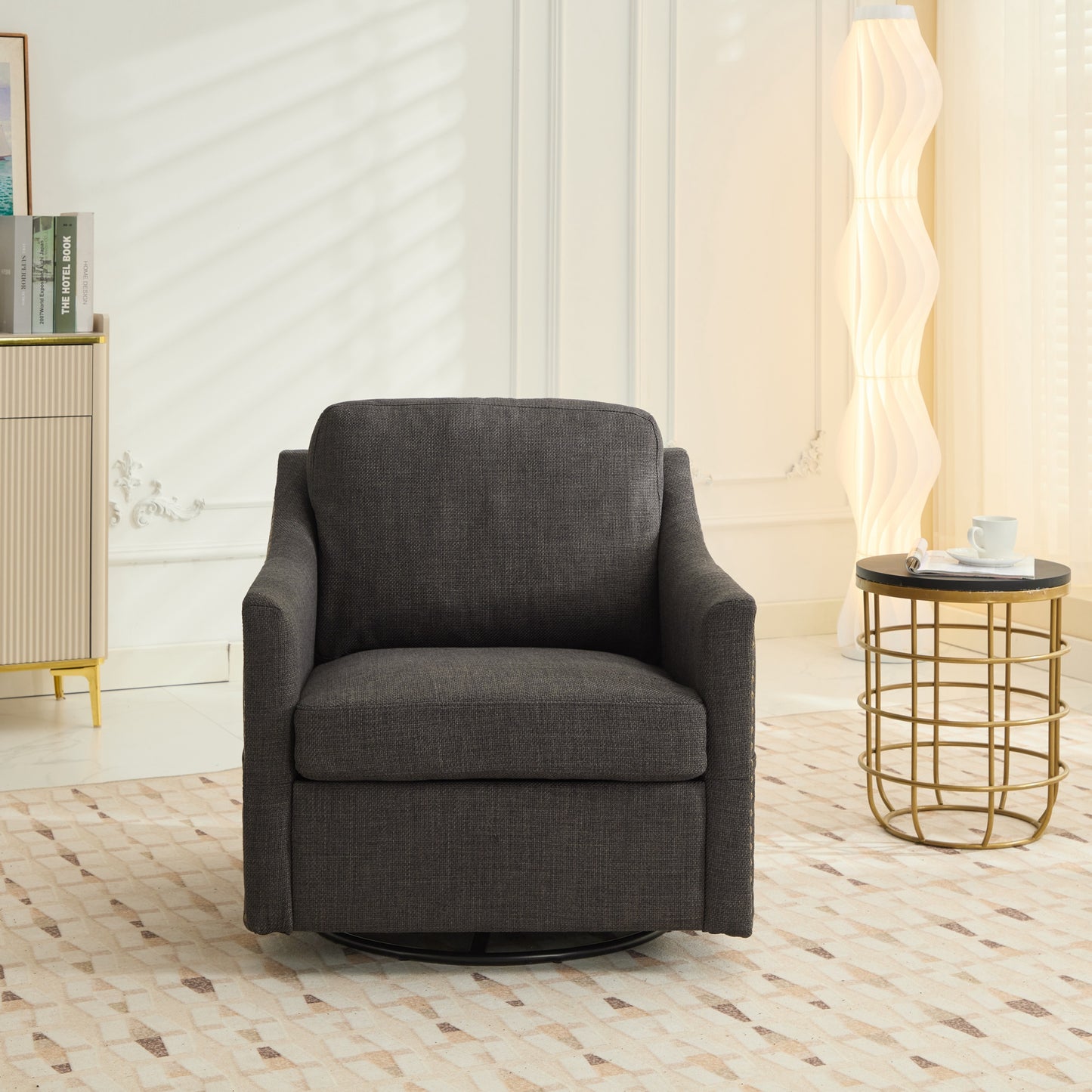 Chic Swivel Accent Chair with USB & Storage