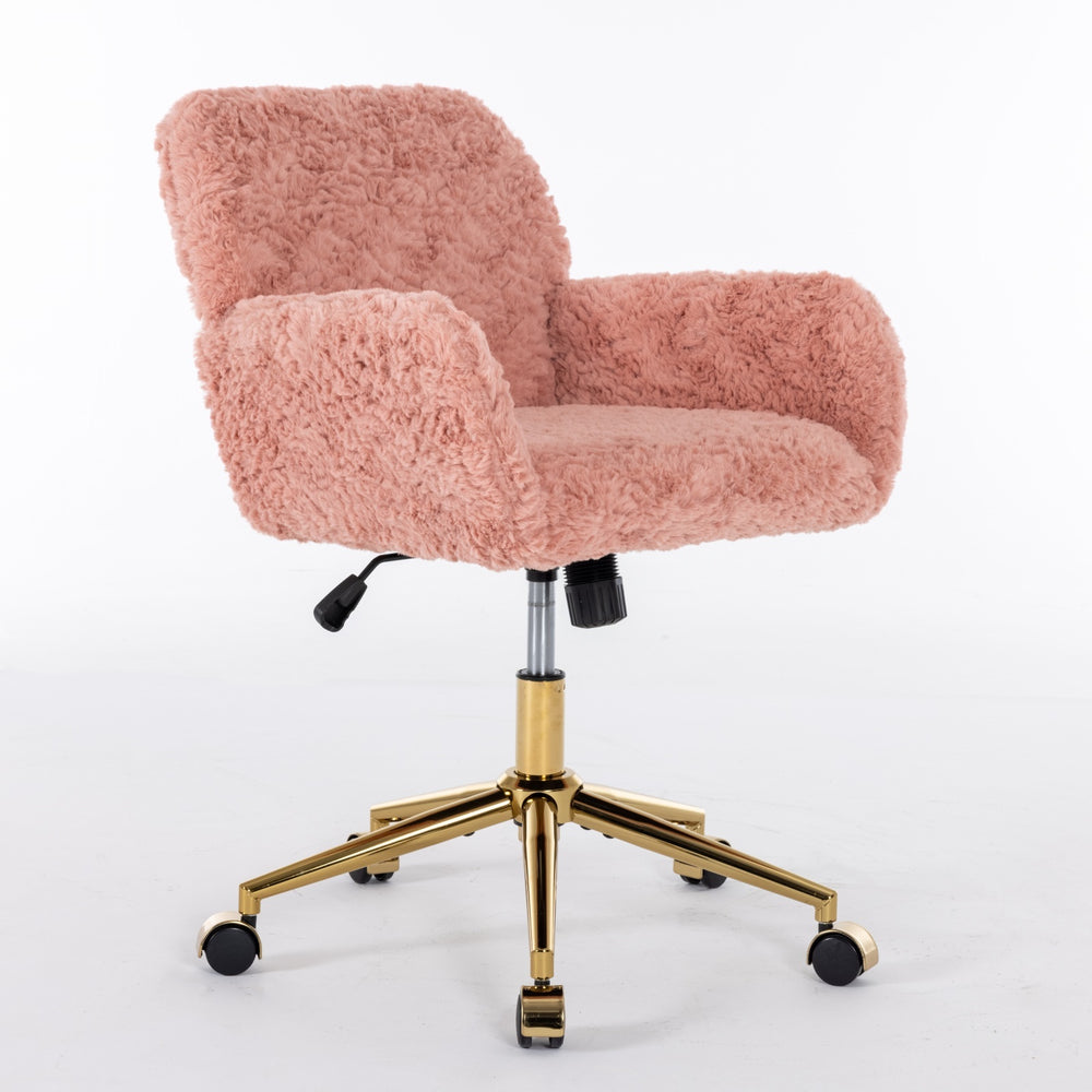 Chic Pink Office Chair with Golden Base