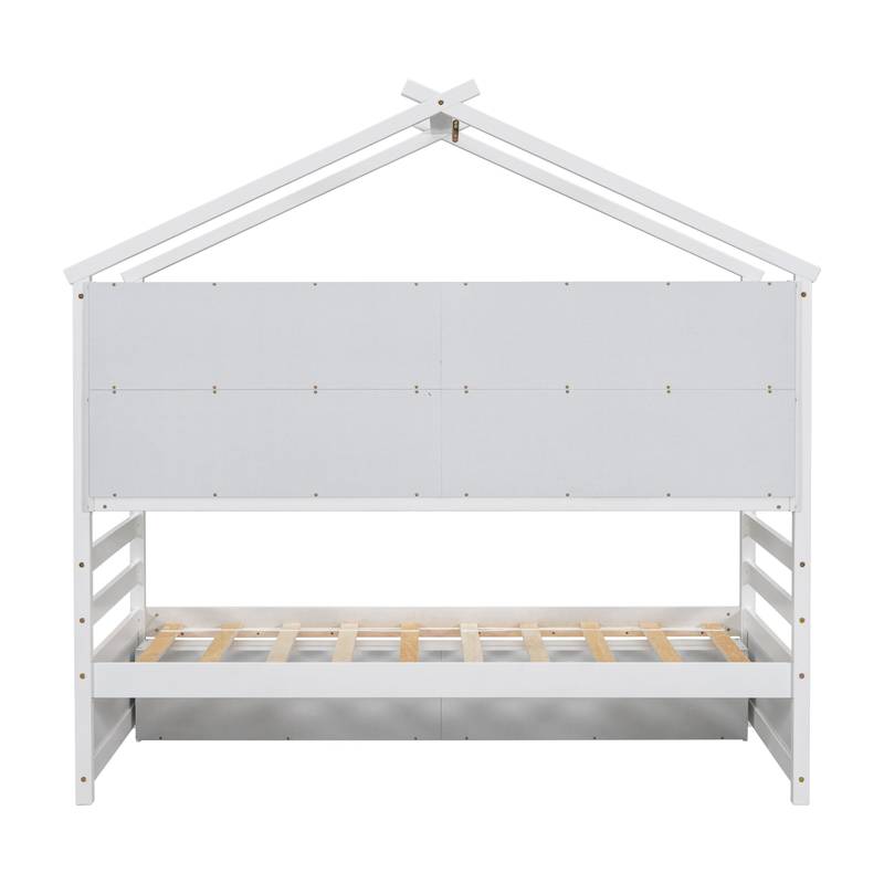 Cozy Twin House Bed with Roof & Storage