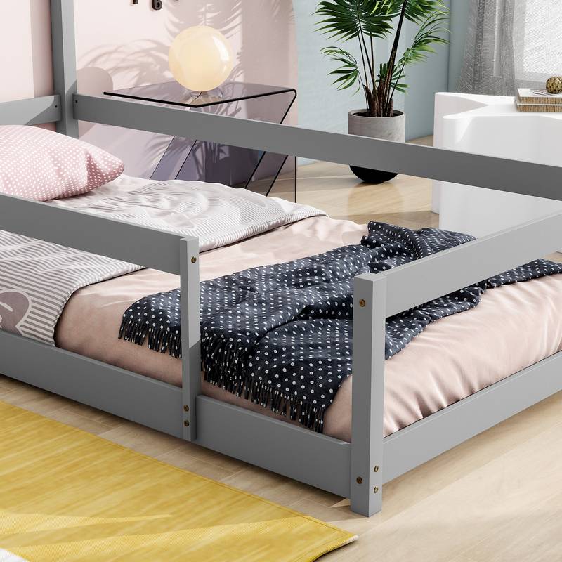 Cozy Grey House Bed for Kids