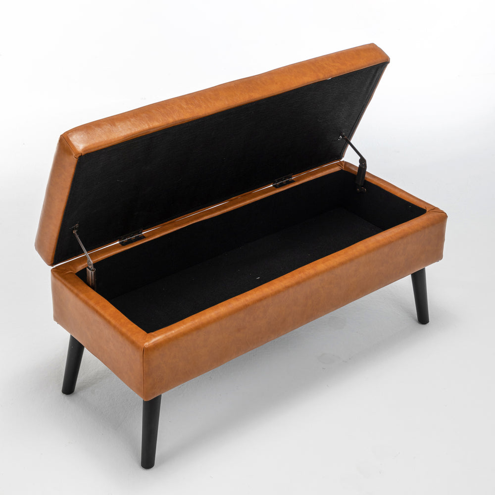 Stylish Leather Storage Bench