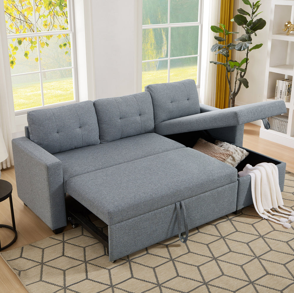 CozyConvertible Sectional Sofa with Storage in Light Grey