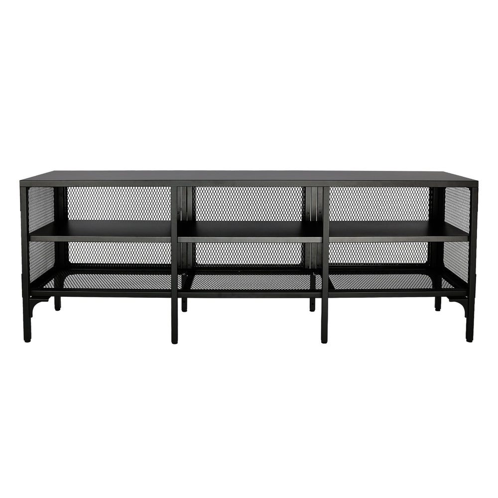 Sleek Metal TV Stand with Stylish Mesh Doors and Ample Storage