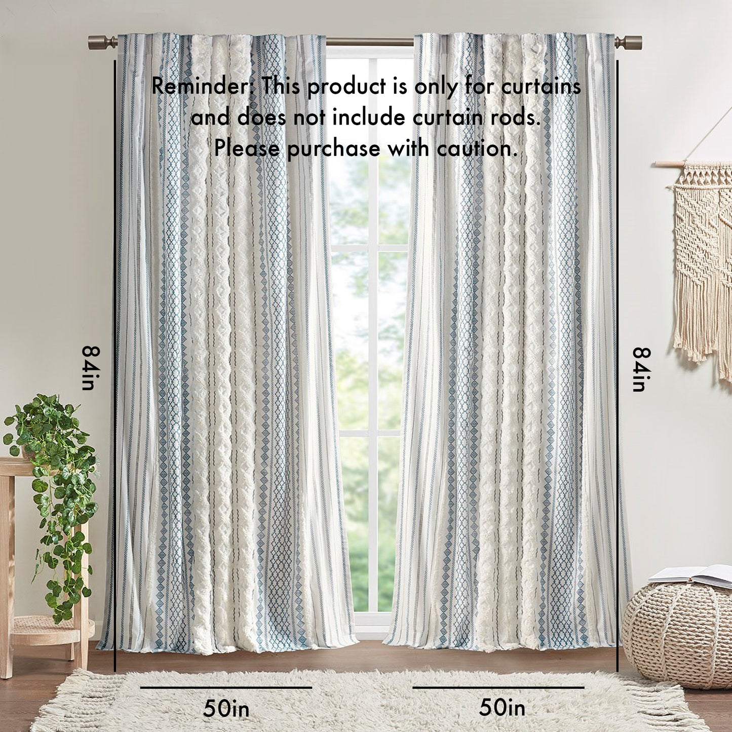 Chic Chenille Stripe Cotton Curtain Panel