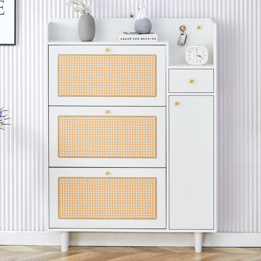 Chic Rattan Shoe & Storage Cabinet