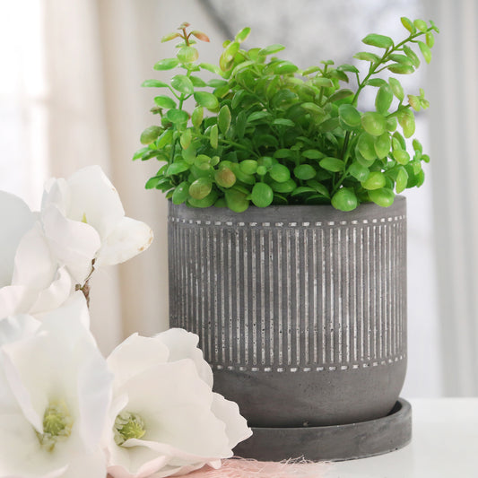 Chic Gray Planter with Tray