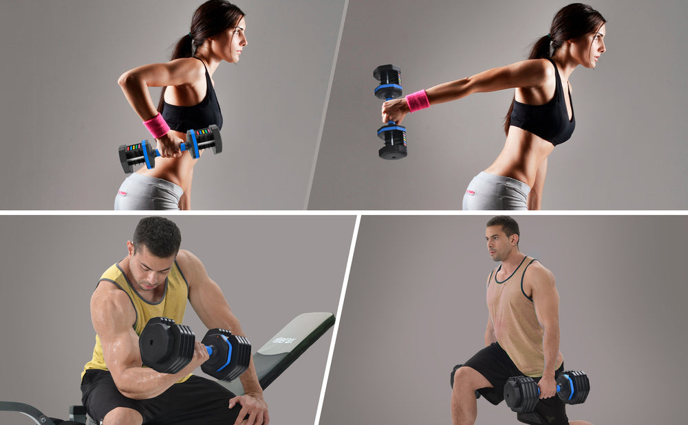 Quick-Adjust Fitness Dumbbells - Pair with Secure Grip for Full-Body Workouts